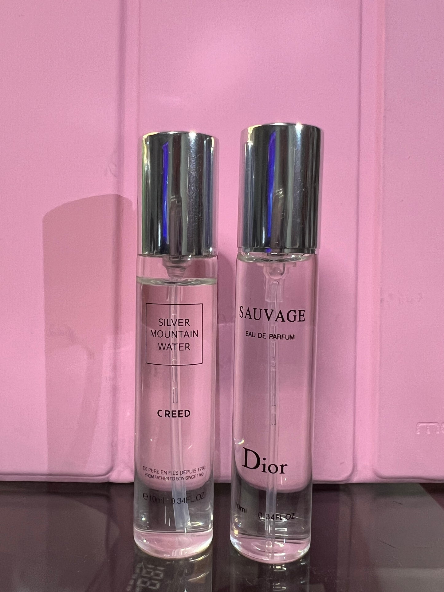 Set of Dior Sauvage and Creed Silver Mountain. Travel Size For Men and Women. 10 Ml/each