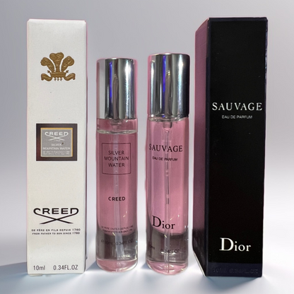 Set of Dior Sauvage and Creed Silver Mountain. Travel Size For Men and Women. 10 Ml/each