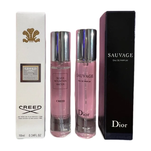 Set of Dior Sauvage and Creed Silver Mountain. Travel Size For Men and Women. 10 Ml/each